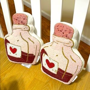 NEW Cupcakes and Cashmere Heart Bottle Beaded Decorative Pillows size 14”